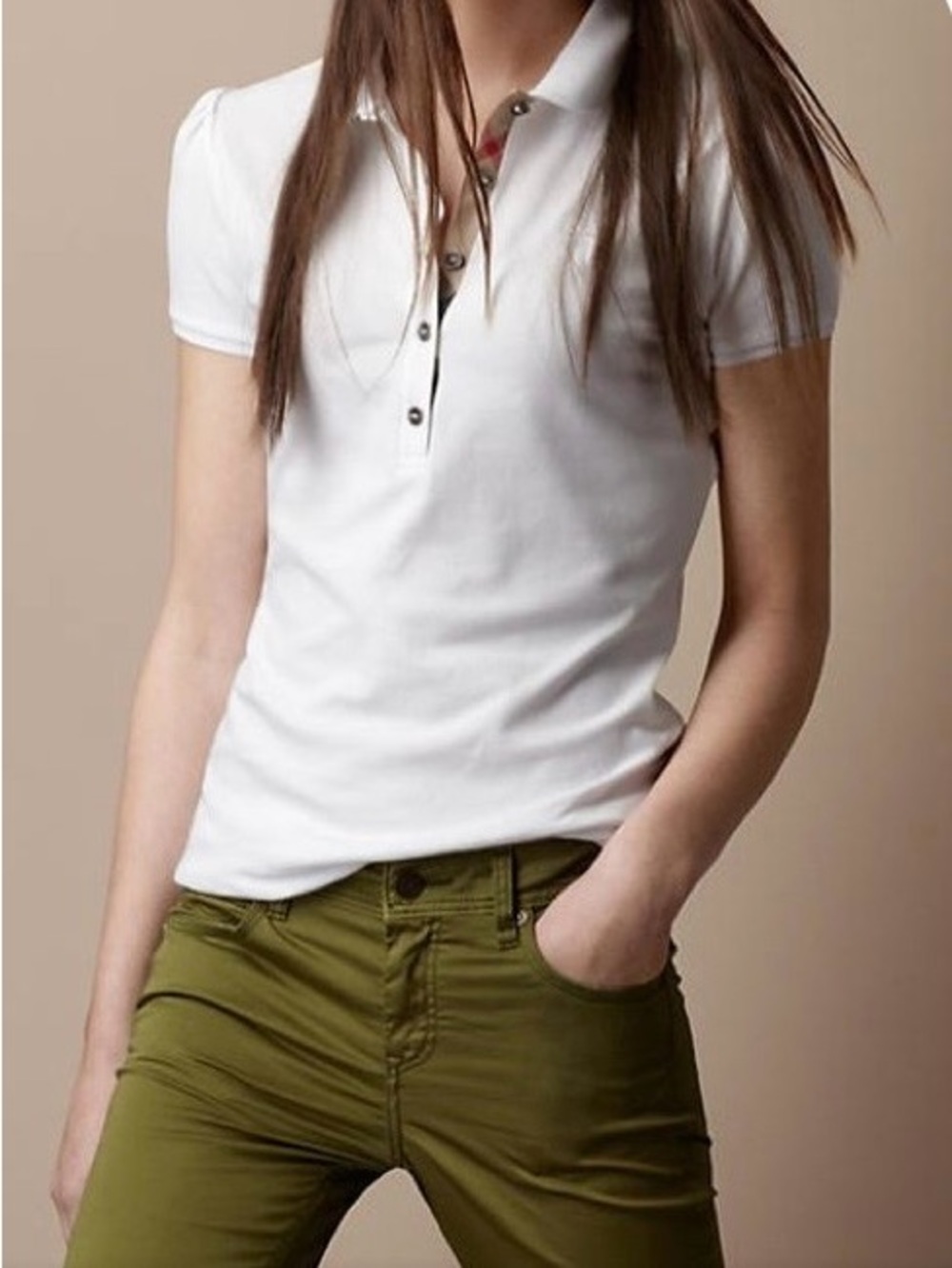 Burberry White Short-Sleeve Button-Down Polo